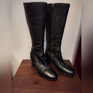 Timberland Stratham Black Leather Heeled Tall Boots